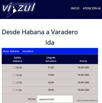Havanna Varadero magát, kirándulások Varadero - Prospect vágyak