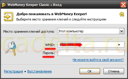 Controlul de fonduri de la deținător WebMoney clasic pe Internet