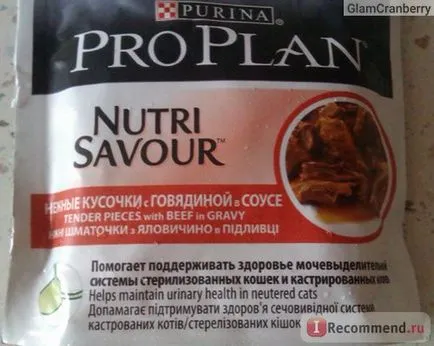 Cat alimente pro plan de Purina sterilizat cu aroma de carne de vită conservate în sos - „Vă recomandăm