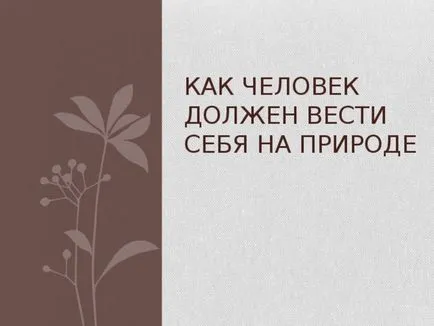 Как човек трябва да се държи в природата