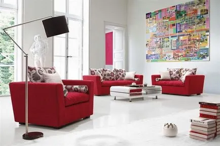 Piros kanapé a belső - fotó 66 fénykép