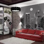 Piros kanapé a nappali belső - 50 fotó példák