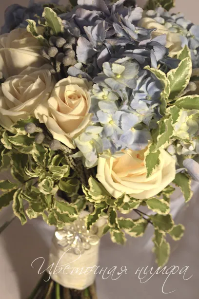 Kvіtkova nіmfa - сватбена украса и цветя синьо булчински букет - kvіtkova nіmfa - Сватба