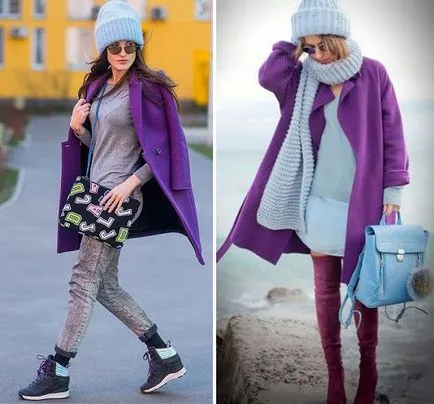 Hogyan és mit kell viselni egy lila kabátot