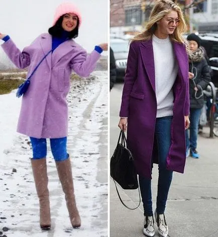 Hogyan és mit kell viselni egy lila kabátot