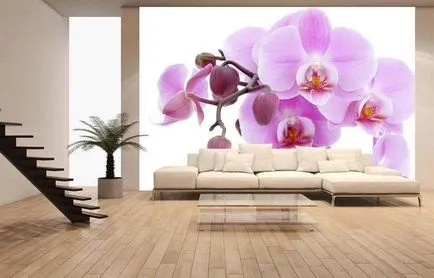 Предистория с орхидеи стена снимка Elysium в интериора, със снимка в кухнята, 3D, нетъкани, проектиране,
