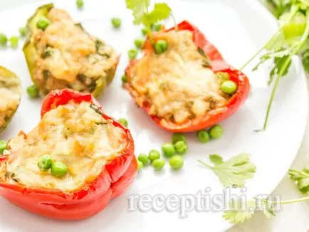 Peppers пълнени със зеленчуци, печени, рецепти със снимки