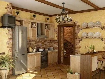 Hogyan tegye a dekoratív kő a falon a konyhában - az építő a titkok