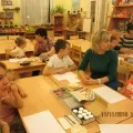 Представянето на майсторския клас на неконвенционален живопис за учители и родители, деца в предучилищна