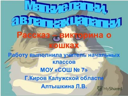 Представяне на историята - тест за котки свършената работа МР начална учителка -