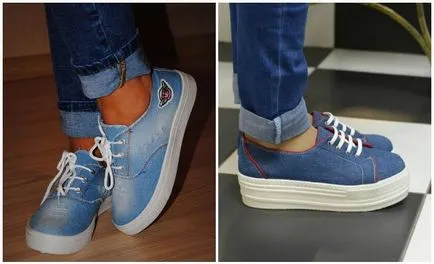 Din ceea ce sa poarte adidași denim de pe platformă și pene (foto)