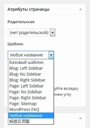 pagina șablon WordPress