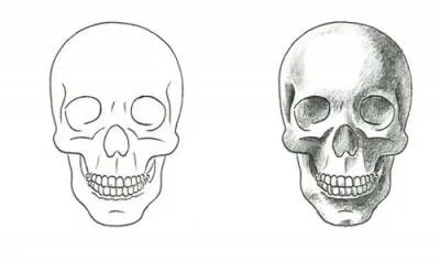 Как да се направи боя череп и кости на черепа, етапи човек молив