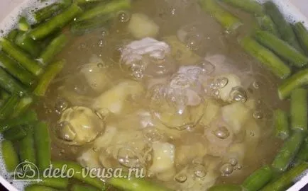 Leves zöldbab recept egy fotó - egy lépésről lépésre levest főznek zöldbab