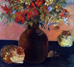 Virágok és macskák, Pol Gogen - leírása a kép