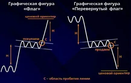 Фигура валутния флаг надолу (низходящ) и обърнати (говежди) флаг