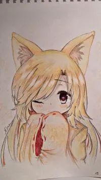 Cum să atragă fata anime în căști cu urechi de pisică