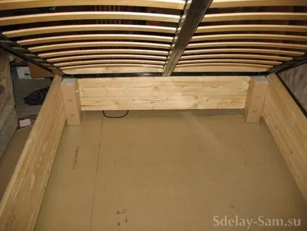 Pat dublu cu un lift și două compartimente pentru lucruri (1400h2000) face singur, DIY