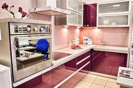 Kitchen padlizsán színű - fotó-katalógus a bútorok és kész belső