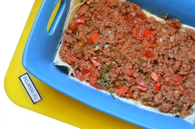 Lasagna Lavash - lépésről lépésre recept, hogyan kell főzni fotókkal