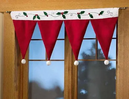 A Karácsonyi füzérek függönyök kezét az ablakon dekorációk a konyhai függöny, fotó 3d, téma, honnan