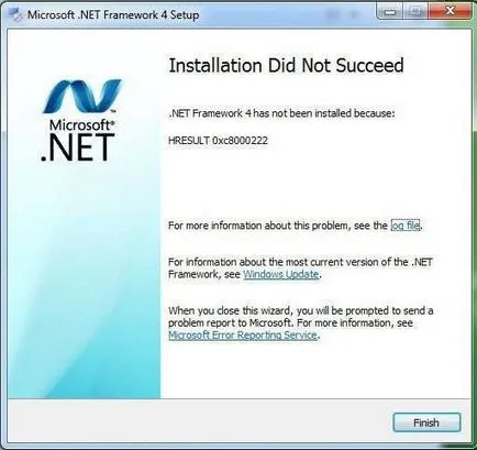 Net keretrendszer 4 nincs telepítve (Windows 7)