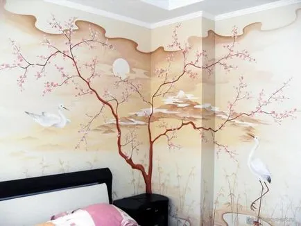 Wallpaper в спалнята комбинирана снимка декоративен дизайн различните комбинации, комбинацията от един на друг,