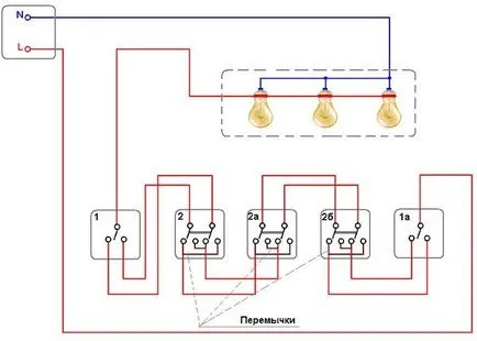 Comutator trecere - schema de conectare