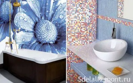 O varietate de mozaic pentru decorarea în baie pentru a crea un design