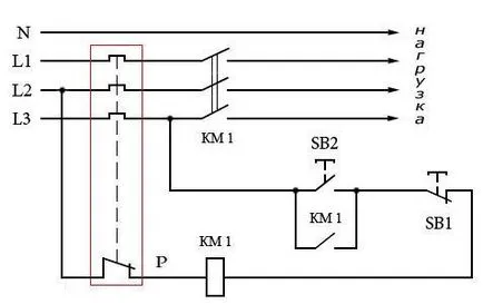 Conducerea și conectarea contactorul magnetic cu un releu termic