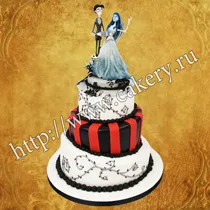 Cake Corpse Bride, The Addams Family egyedi, esküvői torta halott menyasszony