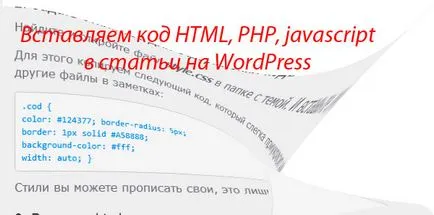 Beírása html, php, javascript kódot a cikket wordpress