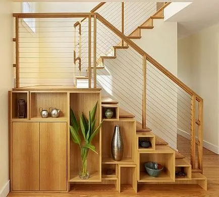 Beépített szekrény a lépcső alatti egy magánlakás, a lehetőségek szekrény a lépcső alatt, telepítés