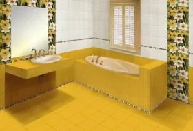 fotografii Galben baie de interior, de exemplu, design-