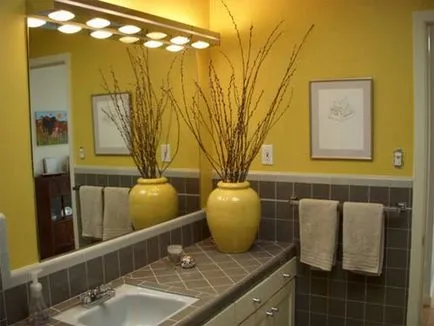 Жълт дизайн баня, цветова комбинация, снимка, баня дизайн, интериорен дизайн, ремонт, снимки