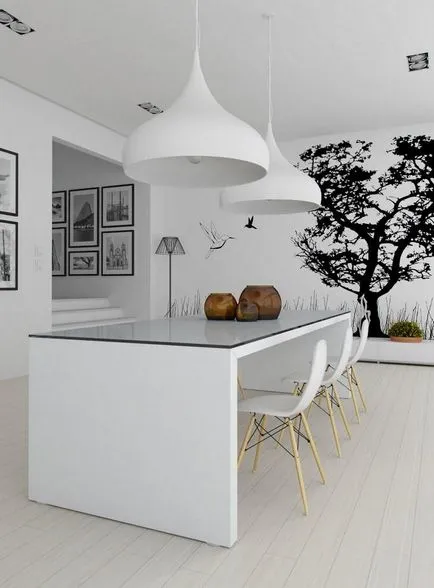 Fekete-fehér tapéta a konyha számára, hogyan kell kiválasztani, hogy mit lehet kombinálni a belső, kilátás, széles, fotó,