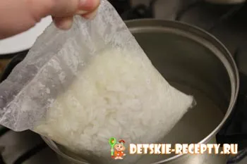 Főzni ropogós rizs a zsákban, gyermek receptek, konyha