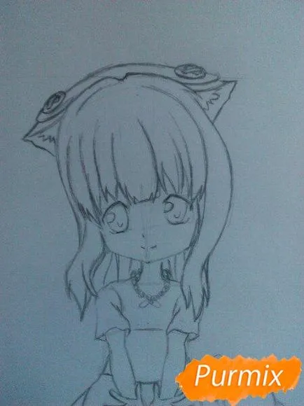 Cum de a desena un drăguț creioane colorate etape Chibi-chan