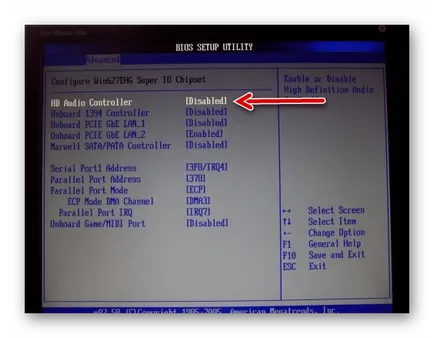 Hogyan kapcsolja be a hangot a BIOS