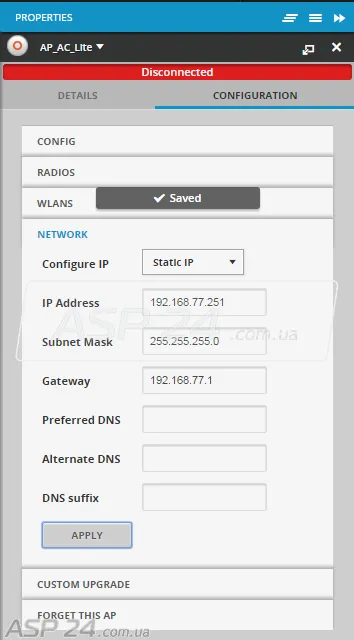 Setarea UNIFI ap ac-serie pe Unifi-controler (versiunea de lansare 01