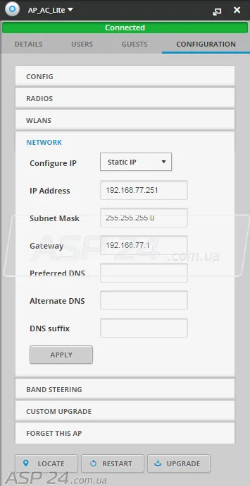 Setarea UNIFI ap ac-serie pe Unifi-controler (versiunea de lansare 01