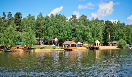 Beach „Bay az öröm” a falu Sorokino, Pirogov víztározó