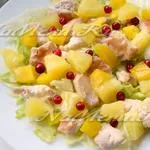 Salata - ananas - carne de pui si nuci, reteta cu fotografie