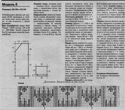 Tunica ace scheme și descriere de tricotat de model