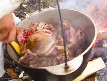 Kacsa bográcsban vadászat, a férfiak főzés helyszínen - a legjobb receptek fotókkal