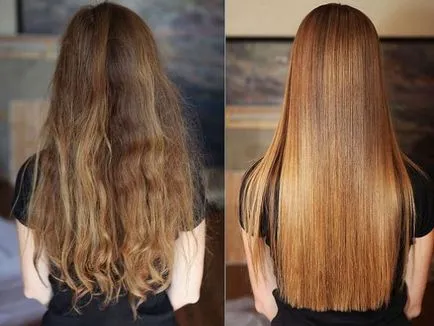 Keratin hajkiegyenesítő (fotók előtt és után)