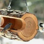 Alimentator pentru păsări cu mâinile lor din materiale de resturi