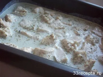 Csirkemell filé mártásban tejszínes, sajtos Dor Blue, recept fotó