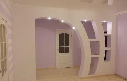 Арх изработени от гипсокартон в зала интериорни дизайн хол фото ръце, как да се отърва мазилка