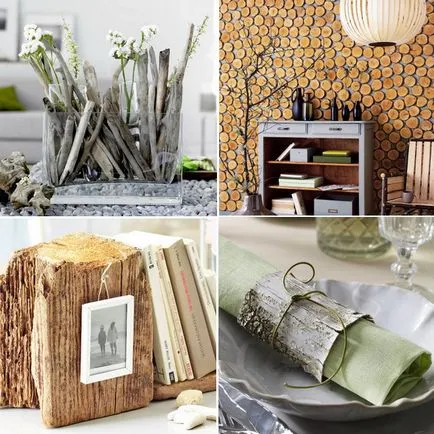 Decor în stil eco-52 idei din scoarță de copaci, crengi, Driftwood, a văzut tăiat și plăci